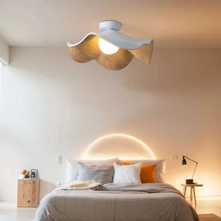 Natural Wood Floral Ceiling Light