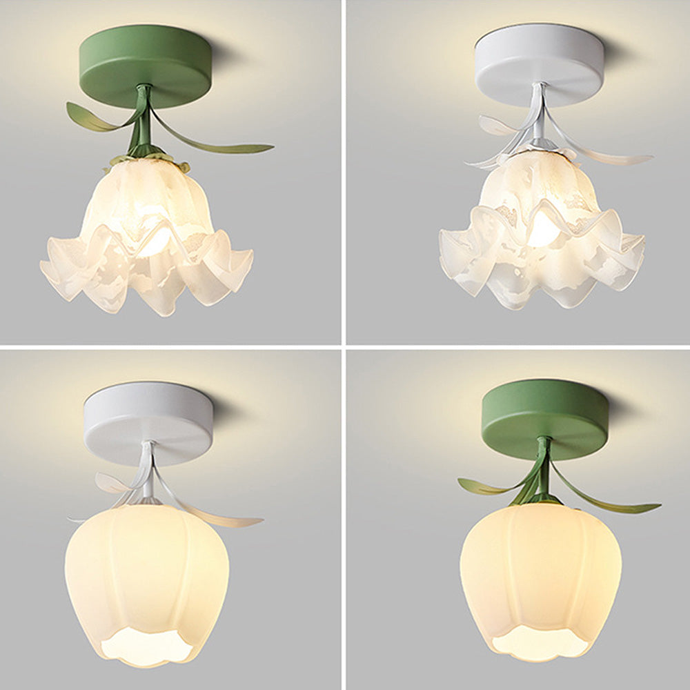 Elegant Glass Flower Ceiling Lamp