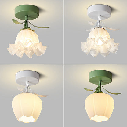 Elegant Glass Flower Ceiling Lamp