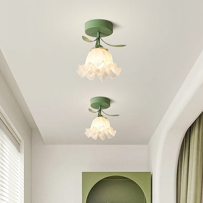 Elegant Glass Flower Ceiling Lamp - Fesara
