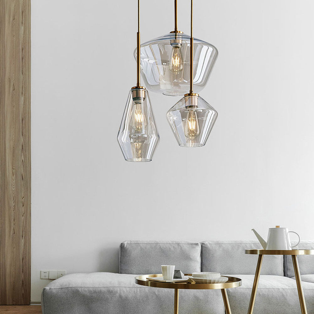 Edgy Metal Pendant Lamp with Abstract Shade - Fesara