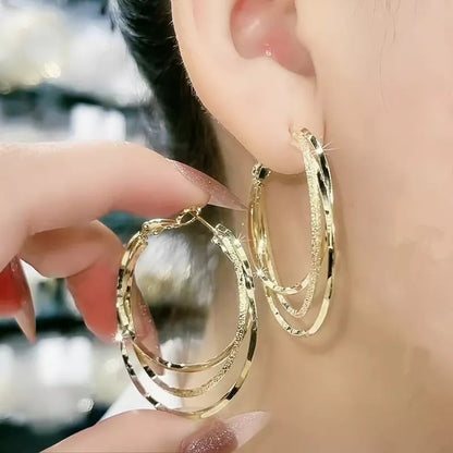Layered Circle Drop Earrings - Fesara