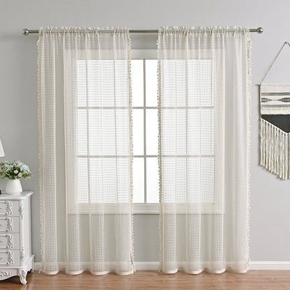Elegant Sheer Curtain Beige Drapes