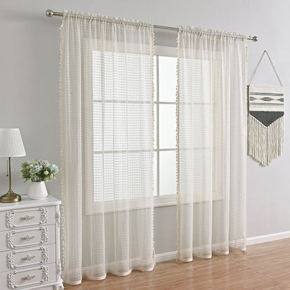 Elegant Sheer Curtain Beige Drapes