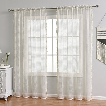 Elegant Sheer Curtain Beige Drapes