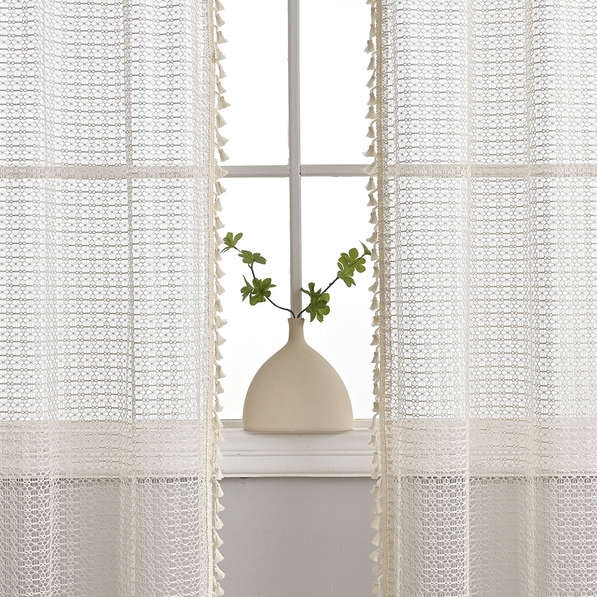 Elegant Sheer Curtain Beige Drapes
