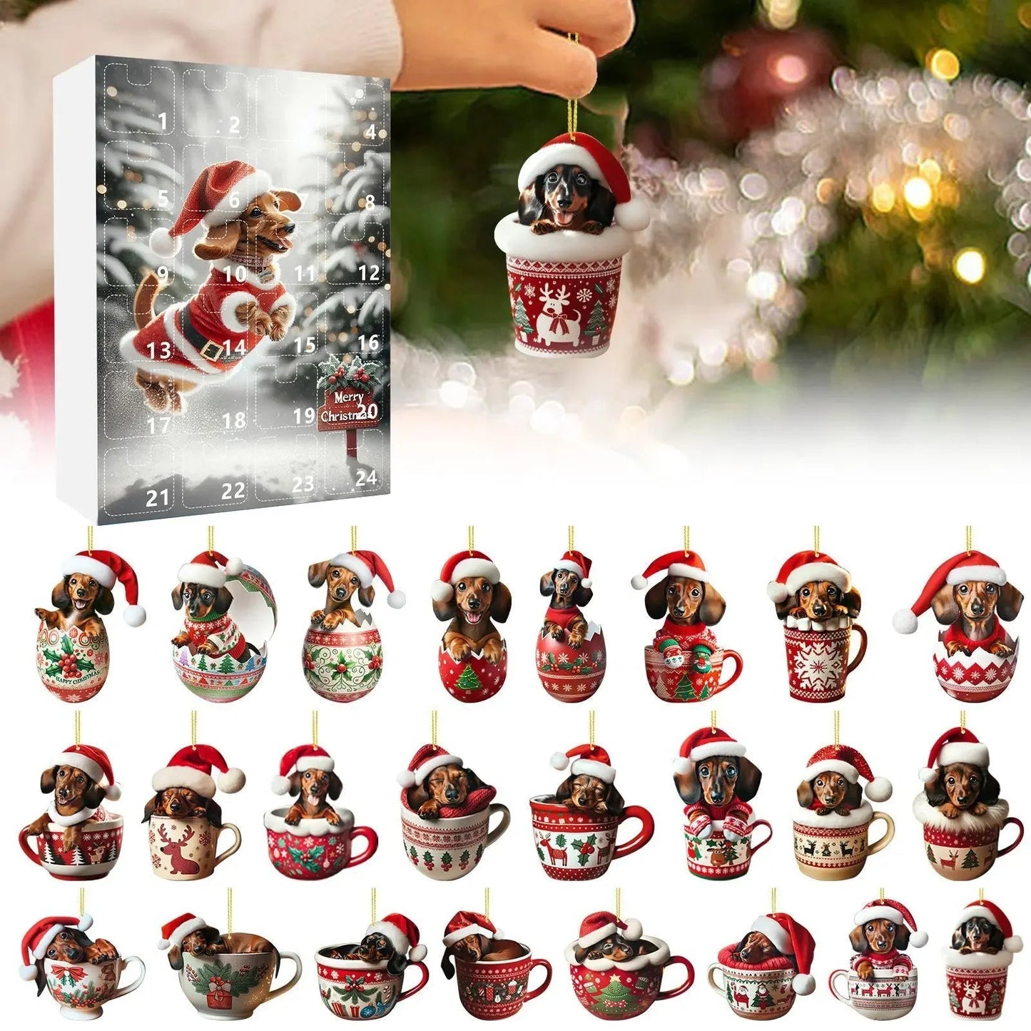 Dachshund Charm | Festive Playful Acrylic Advent Calendar for Holiday Countdown 5