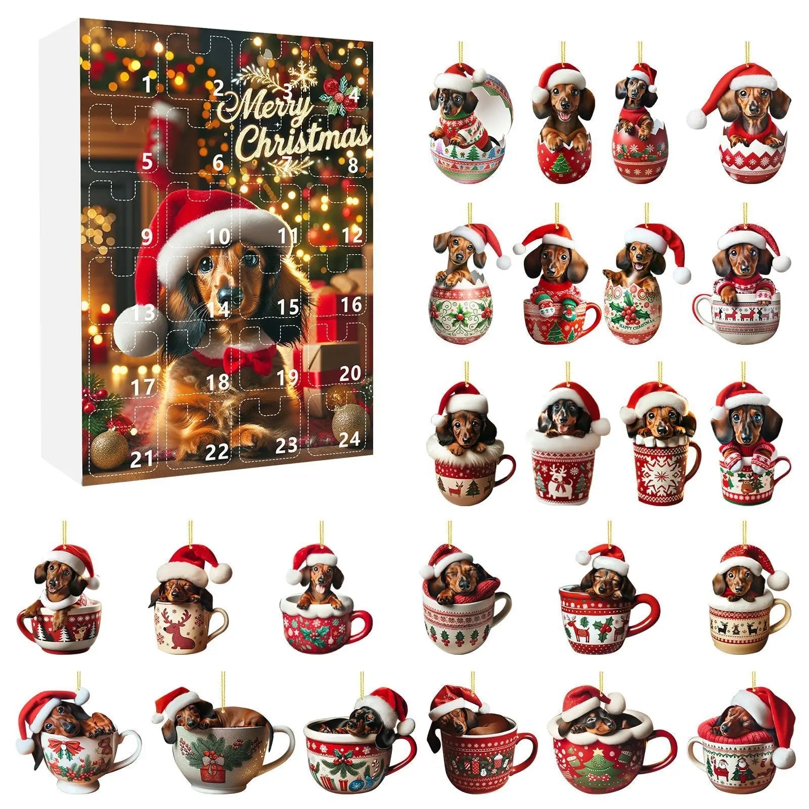 Dachshund Charm | Festive Playful Acrylic Advent Calendar for Holiday Countdown 8