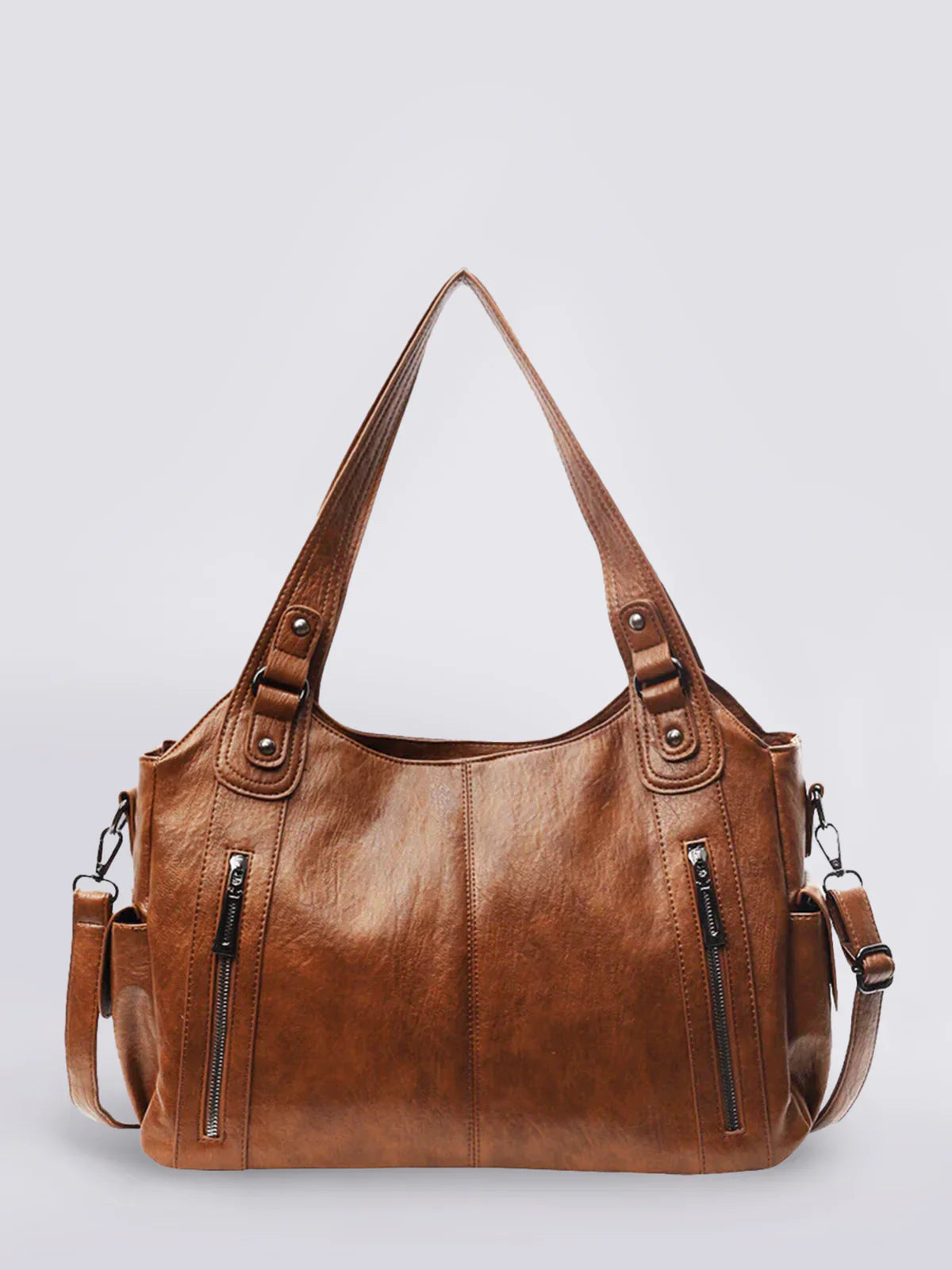 Stylish Black Faux Leather Tote Bag for Ladies - Fesara