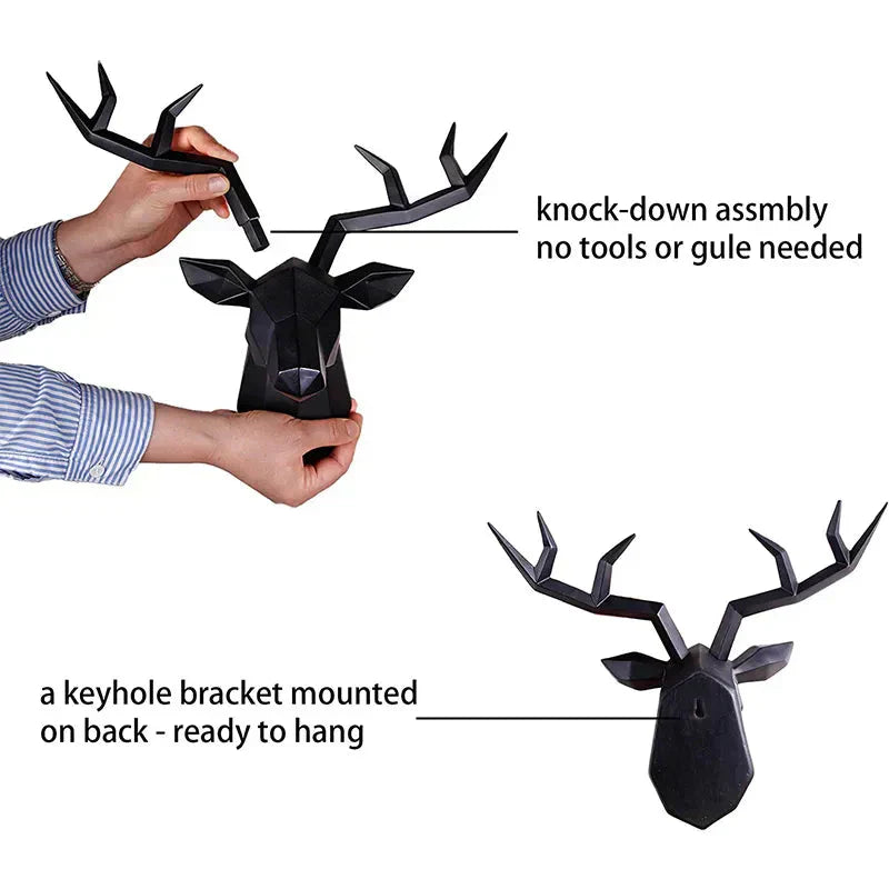 Wildlife Deer Antler Wall Art Statue Decoration