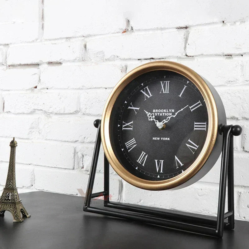 Vintage Style Metal Desk Clock