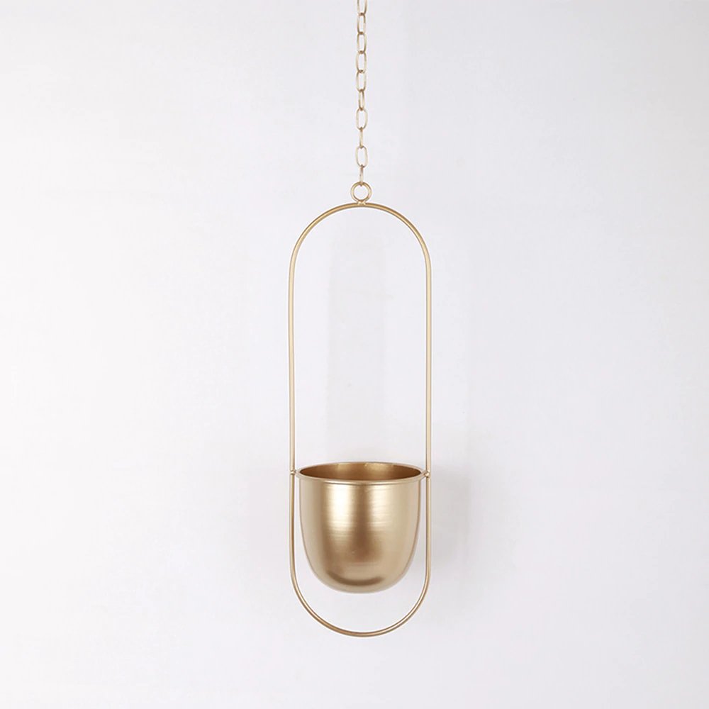 Stylish Metal Hanging Planter with Chain
