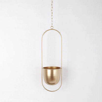 Stylish Metal Hanging Planter with Chain