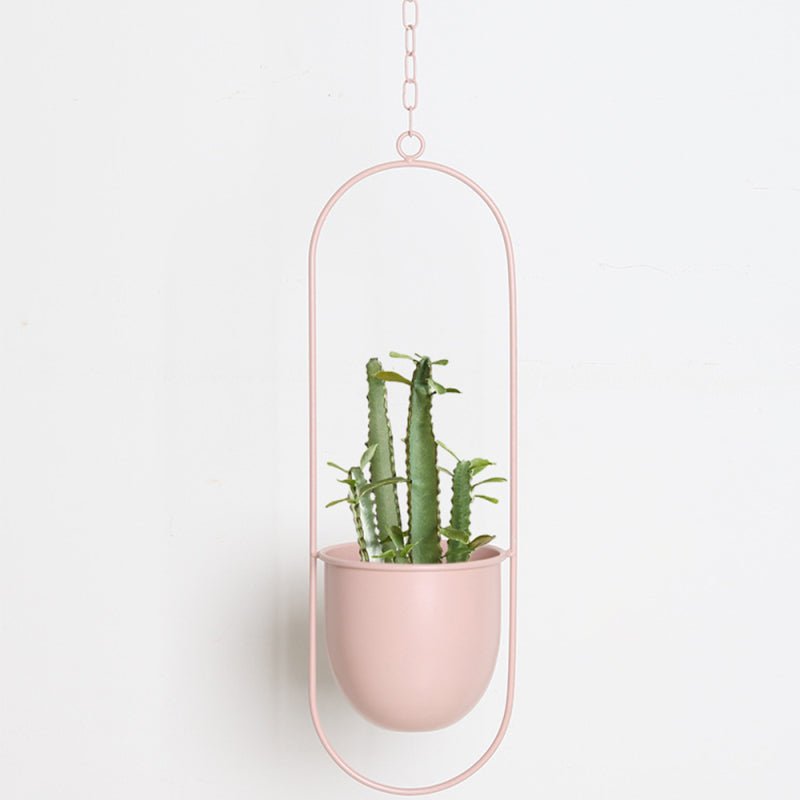 Stylish Metal Hanging Planter with Chain