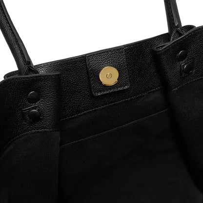 Large Leather Shoulder Handbag with Gold Buckle
