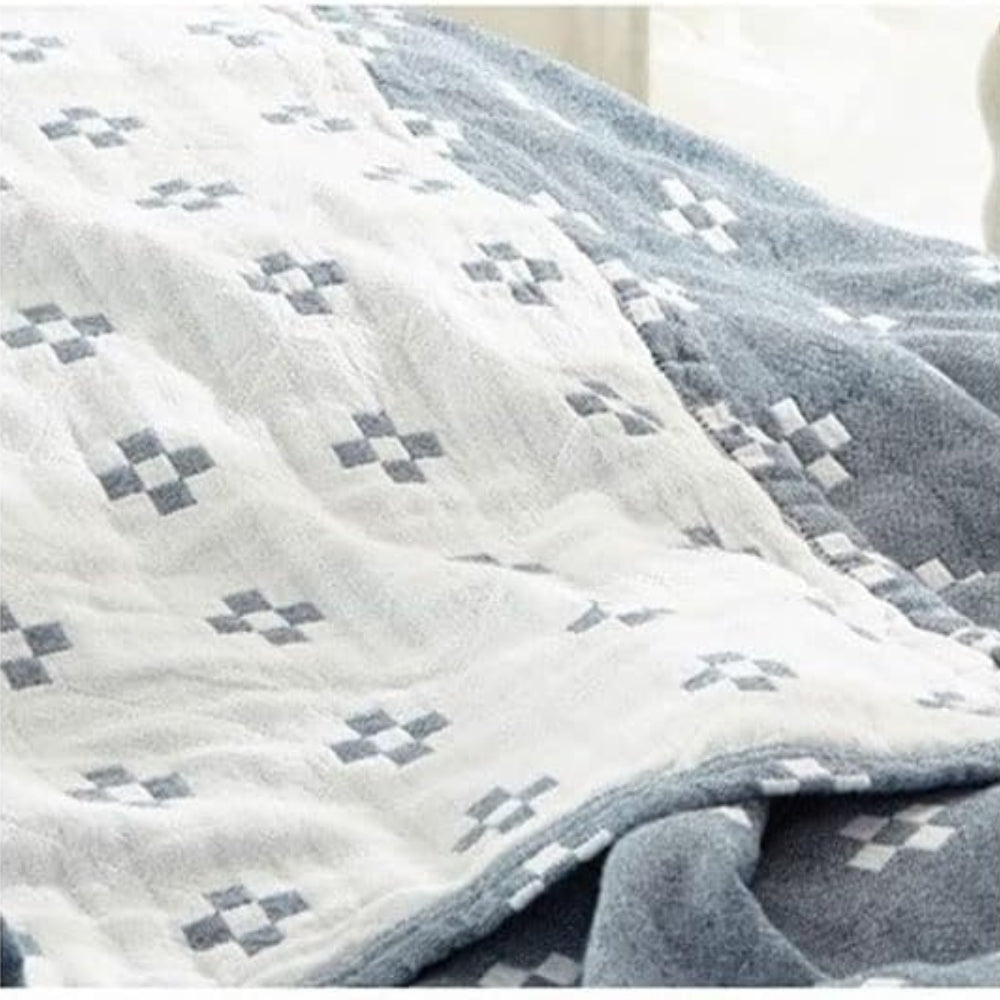 Soft Plush Throw Blanket Geometric Design