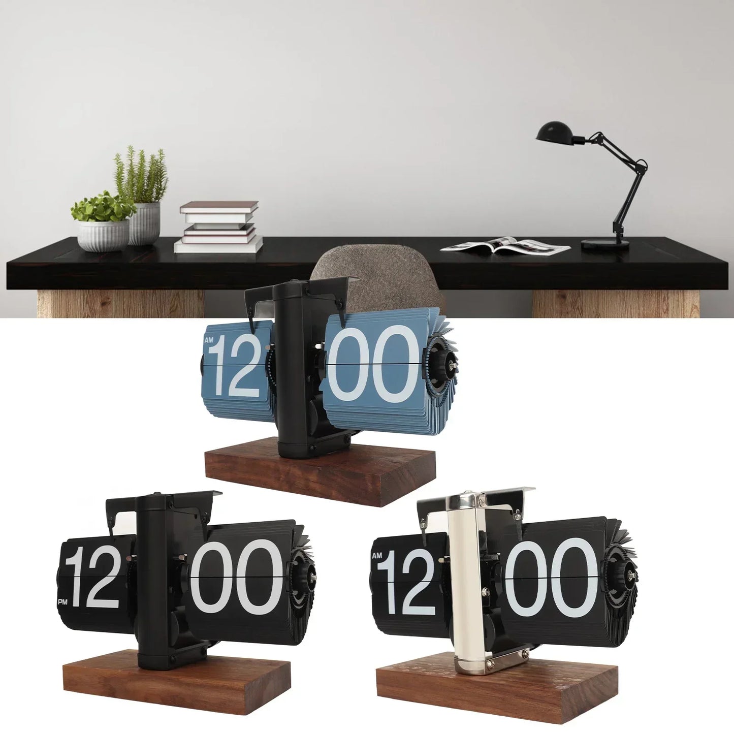Classic Wooden Flip Clock with Retro Style