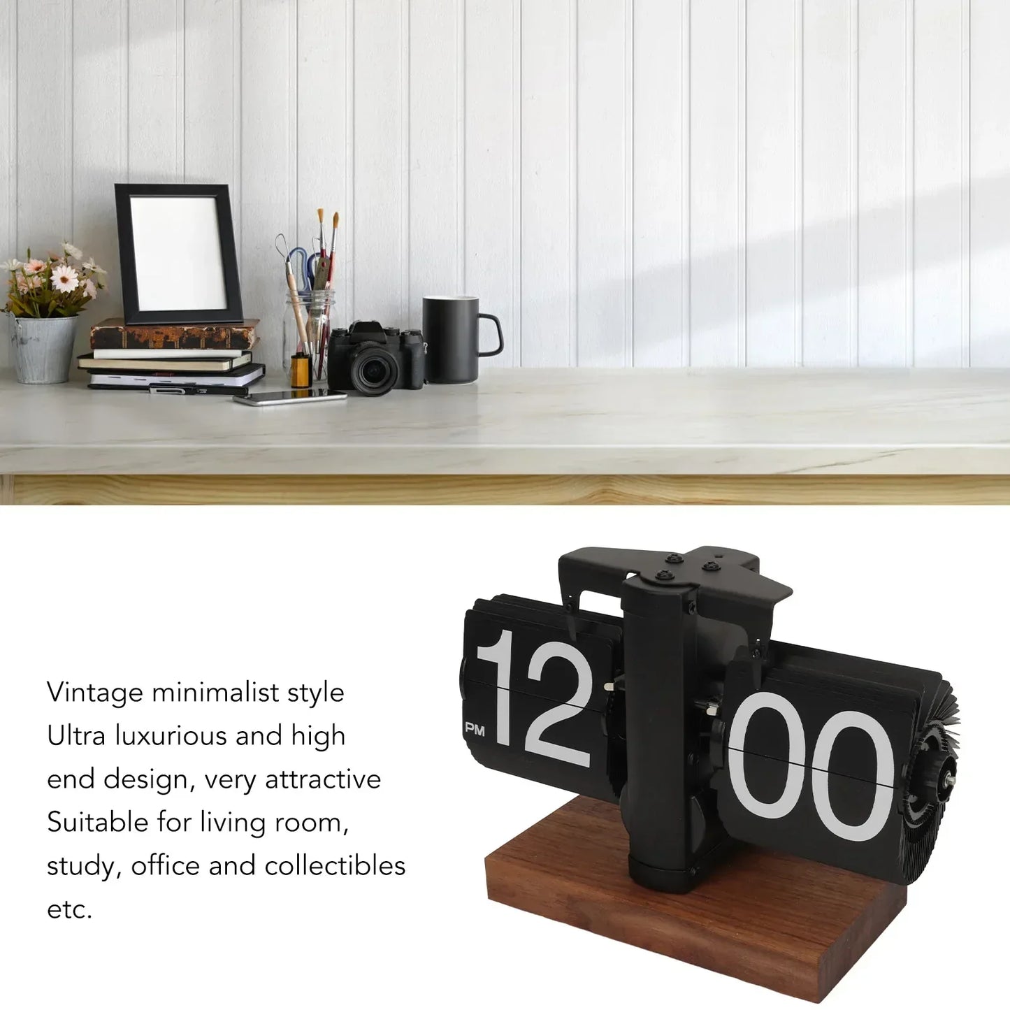 Classic Wooden Flip Clock with Retro Style