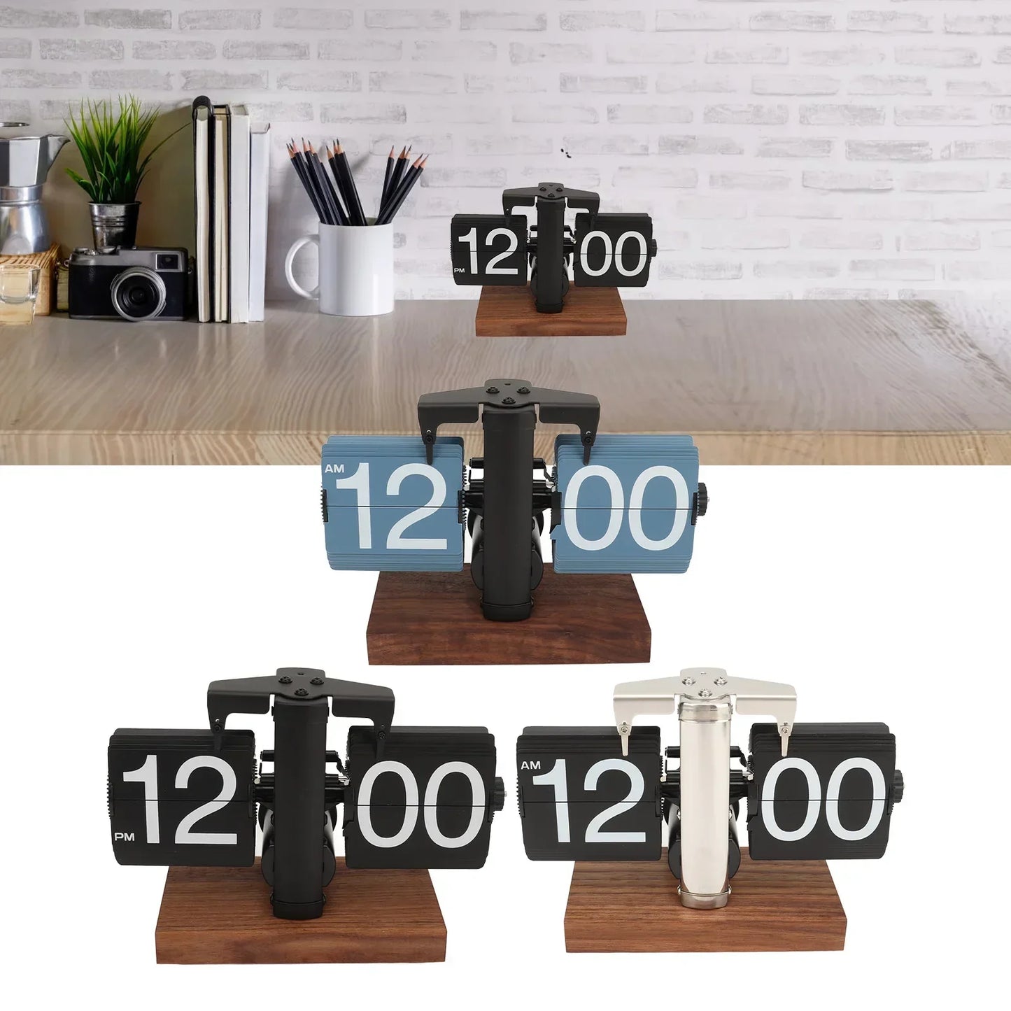 Classic Wooden Flip Clock with Retro Style