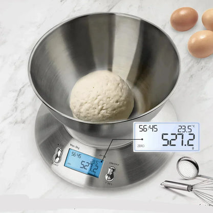 Accurate Digital Food Scale with Timer and Bowl - Fesara
