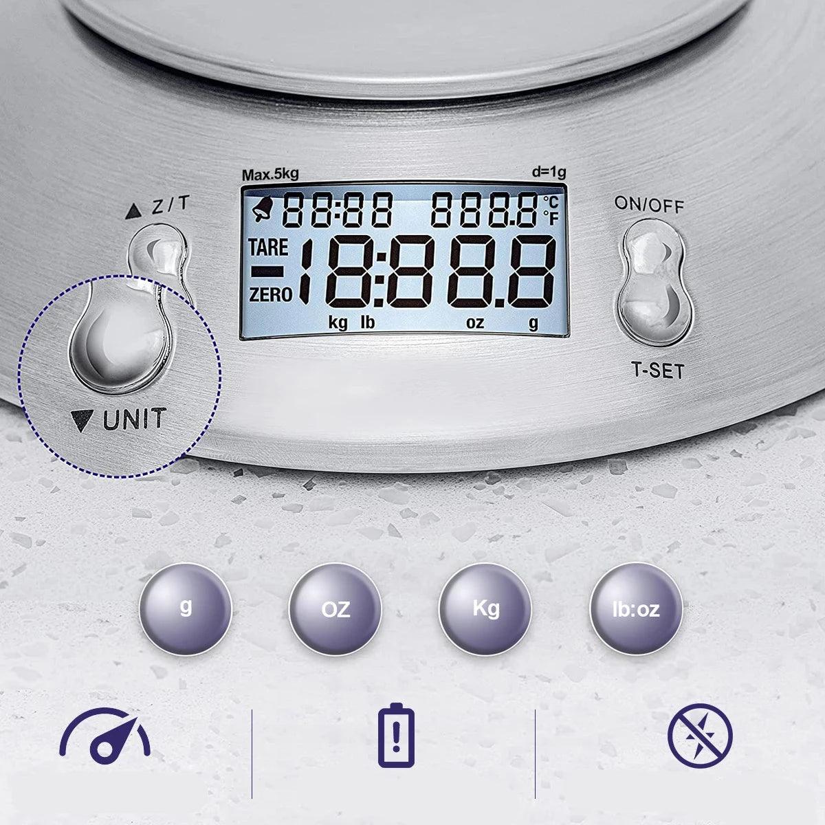 Accurate Digital Food Scale with Timer and Bowl