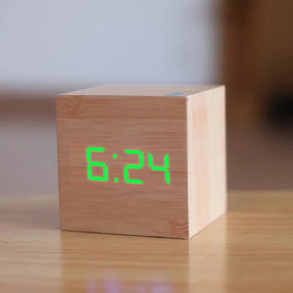 Small Digital Table Clock with LED Nightlight