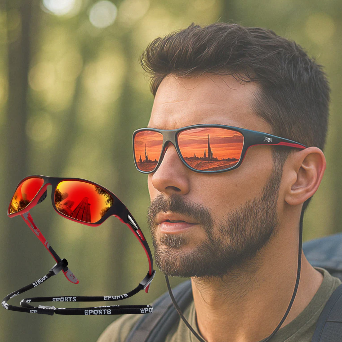 Men's Sports Wraparound Sunglasses with UV Protection - Fesara