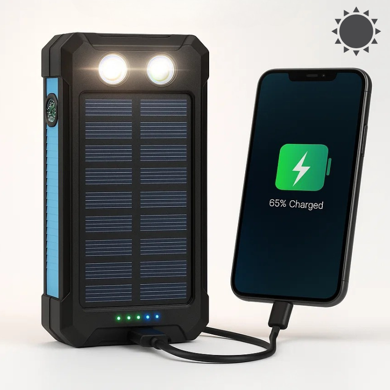 Compact Solar Battery Pack Dual USB 20000mAh Charger - Fesara