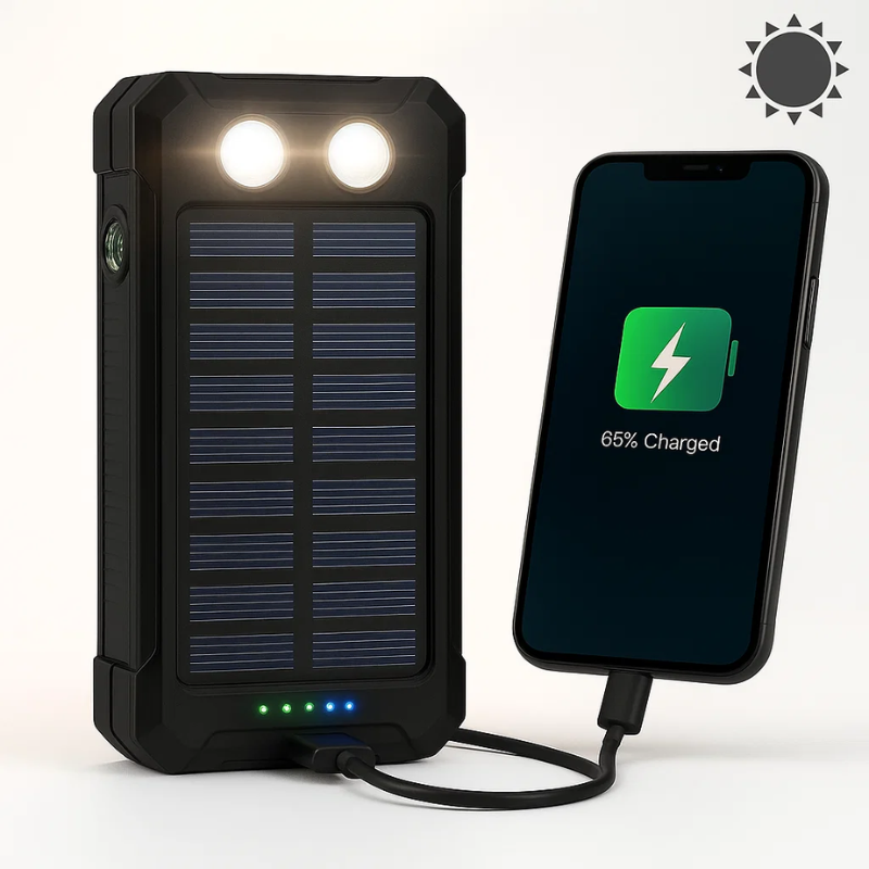 Compact Solar Battery Pack Dual USB 20000mAh Charger