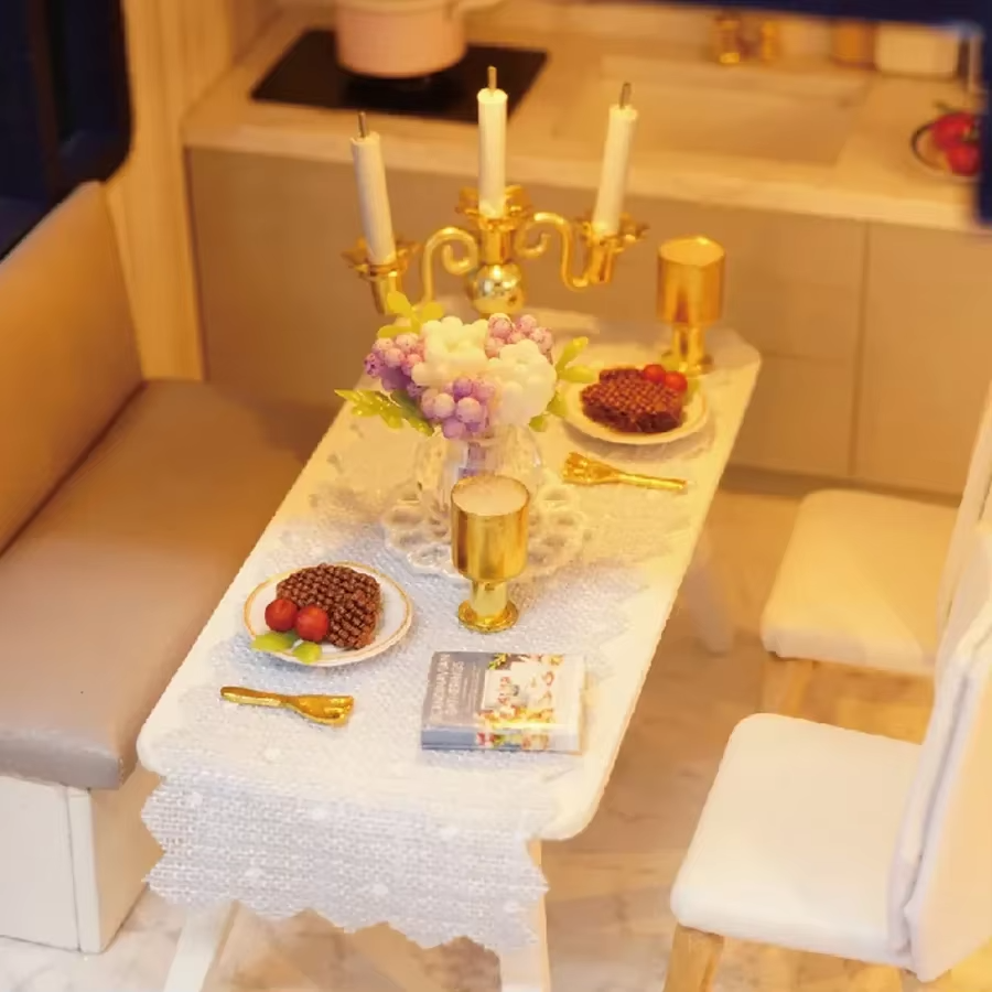 Tiny Wooden Doll House for Kids Creative Play