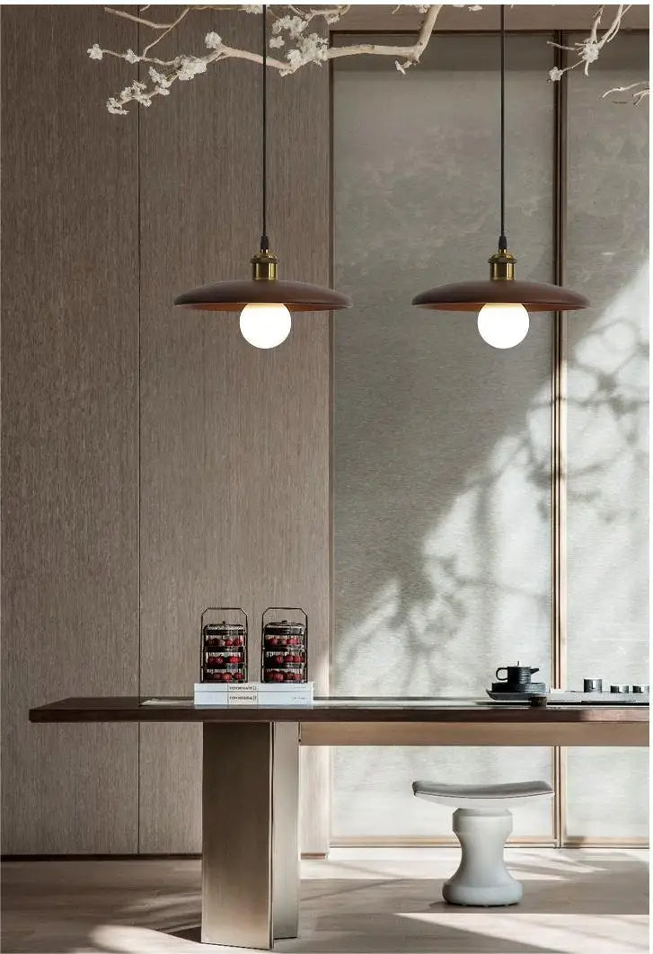 Nordic Wood Pendant Light LED Glass Ceiling Fixture