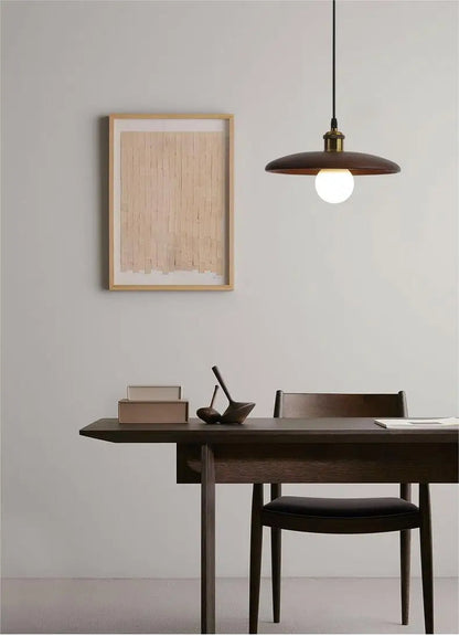 Nordic Wood Pendant Light LED Glass Ceiling Fixture