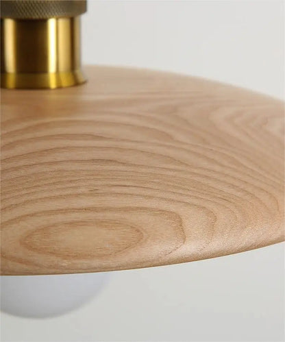 Nordic Wood Pendant Light LED Glass Ceiling Fixture