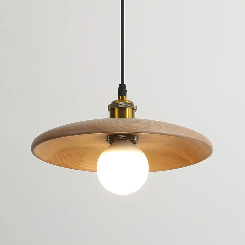 Nordic Wood Pendant Light LED Glass Ceiling Fixture - Fesara