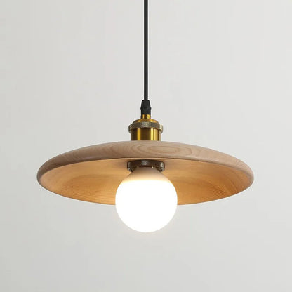 Nordic Wood Pendant Light LED Glass Ceiling Fixture - Fesara