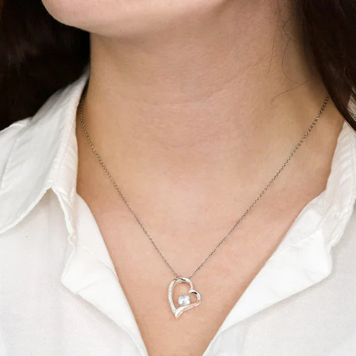 Timeless Rose Gift Box with White Gold Heart Necklace