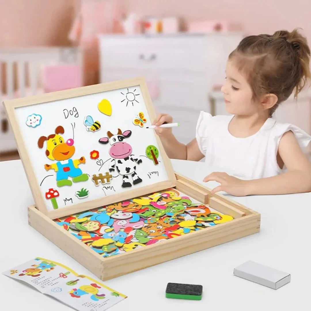 Kids Double Sided Magnetic Drawing Board Set
