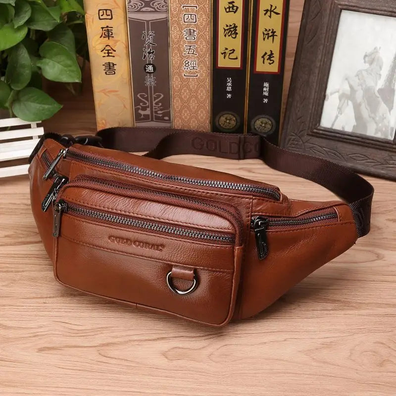 Authentic Leather Waist Bag for Men - Large Crossbody Pack - Fesara