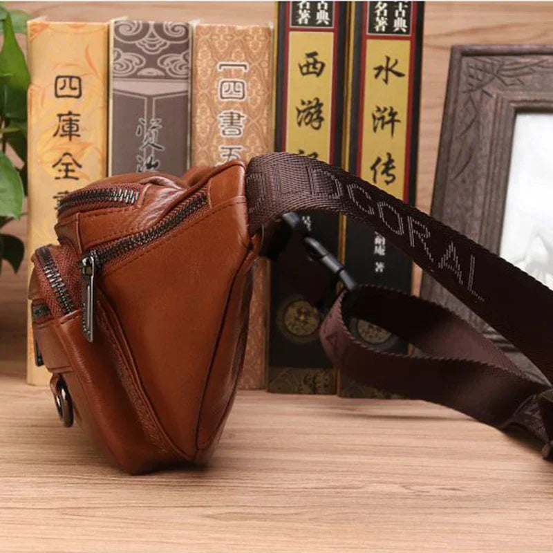 Authentic Leather Waist Bag for Men - Large Crossbody Pack
