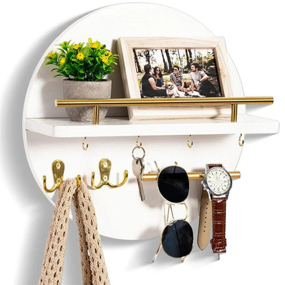 EcoWood | Stylish Sustainable Round Wall Key Holder Organizer 10