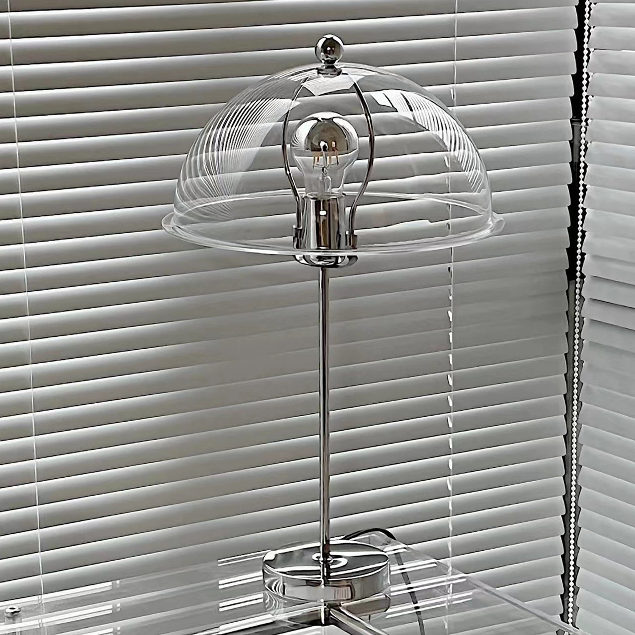 Sleek Metal Desk Lamp with Clear Glass Shade