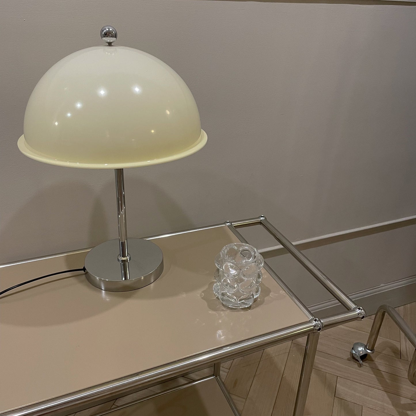 Sleek Metal Desk Lamp with Clear Glass Shade