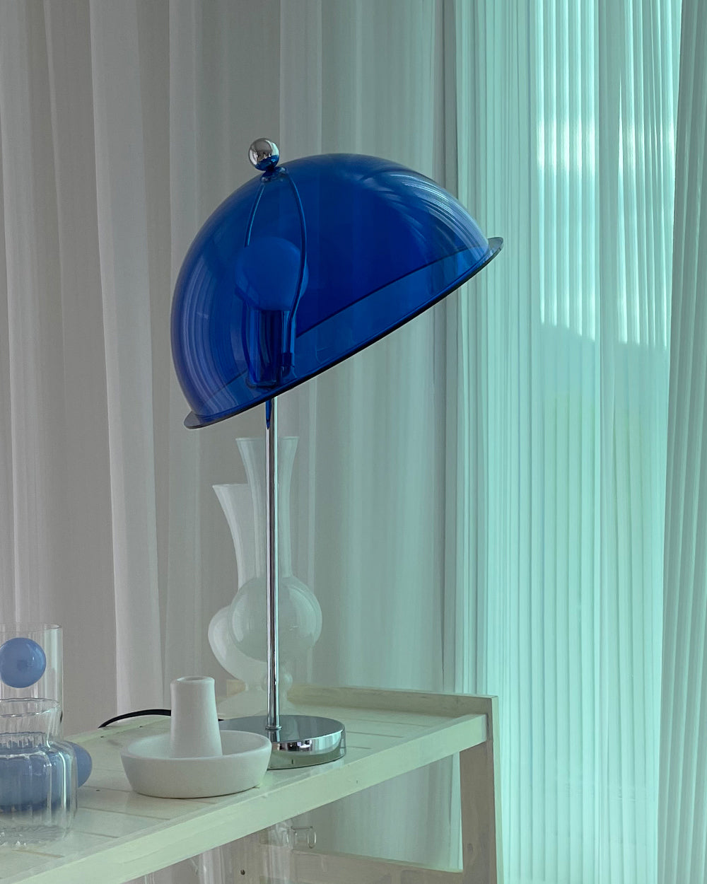 Sleek Metal Desk Lamp with Clear Glass Shade