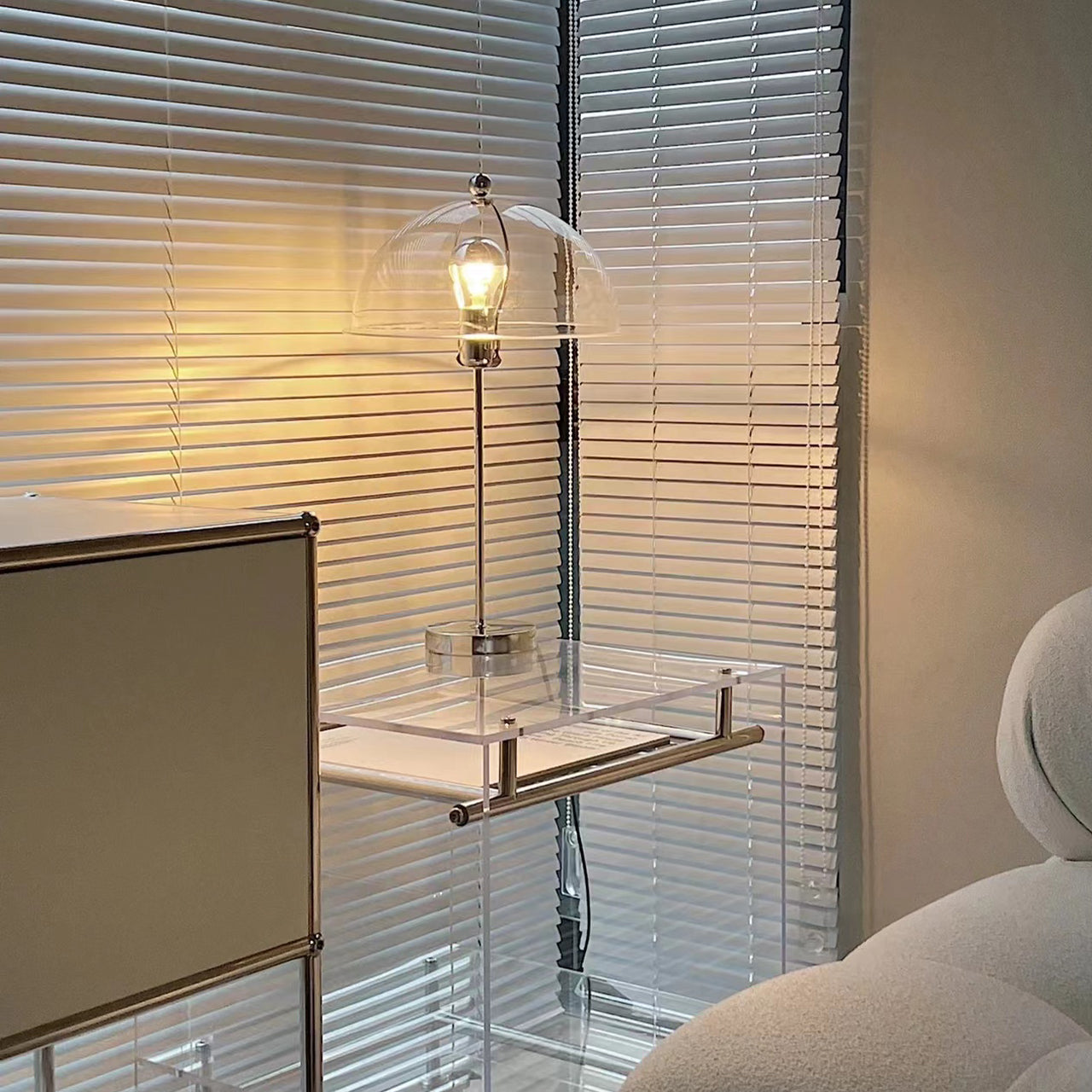 Sleek Metal Desk Lamp with Clear Glass Shade