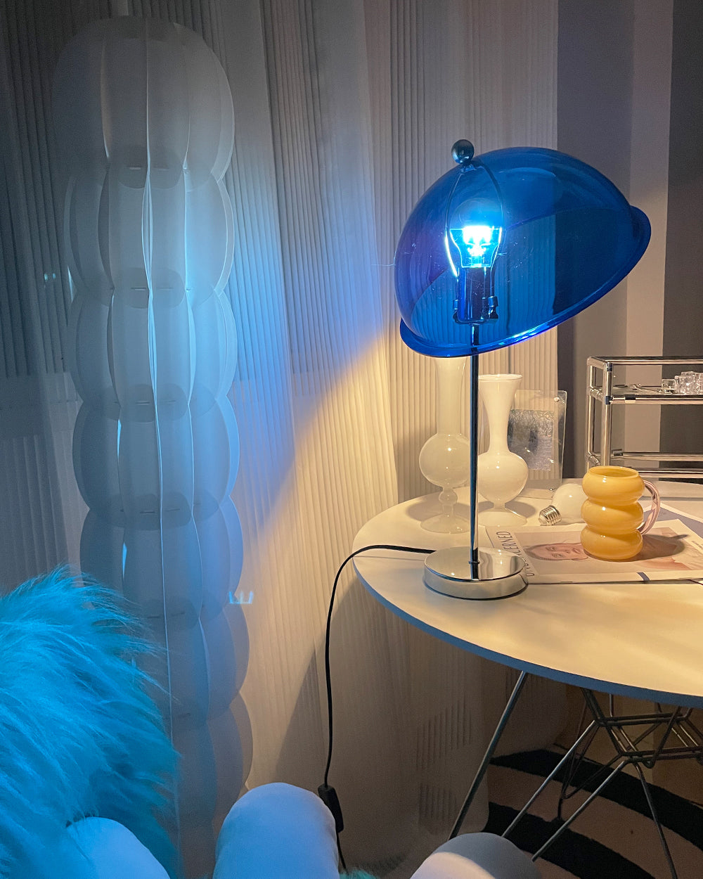 Sleek Metal Desk Lamp with Clear Glass Shade