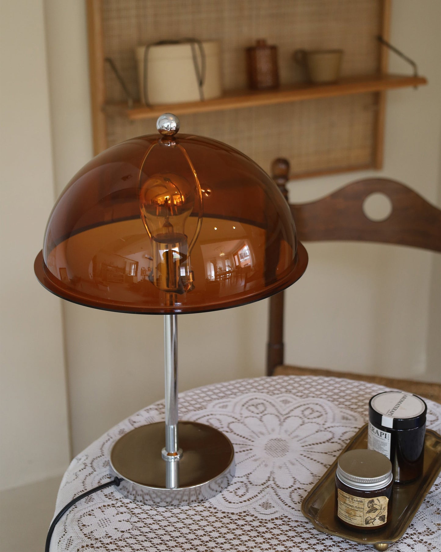 Sleek Metal Desk Lamp with Clear Glass Shade