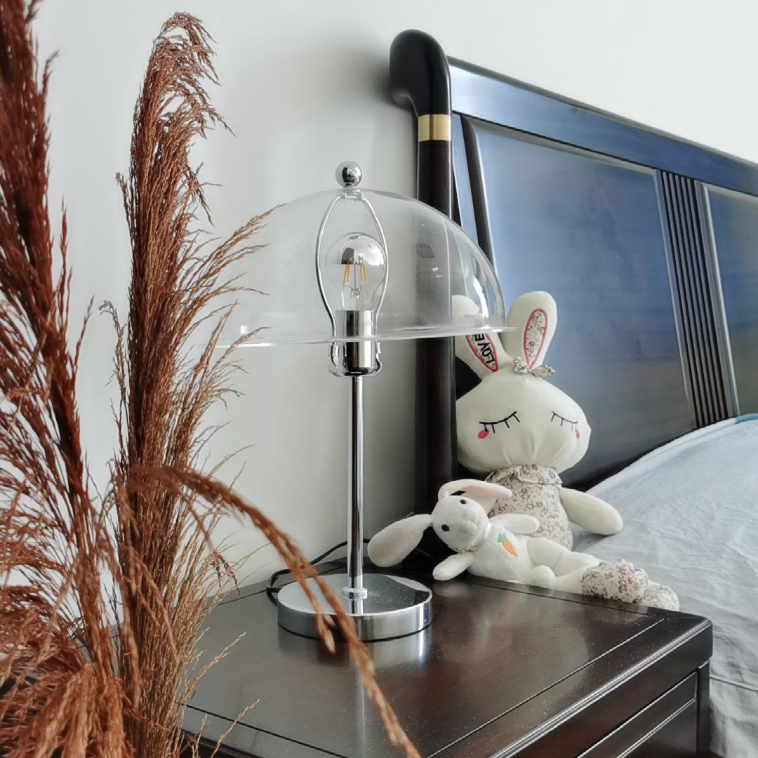 Sleek Metal Desk Lamp with Clear Glass Shade