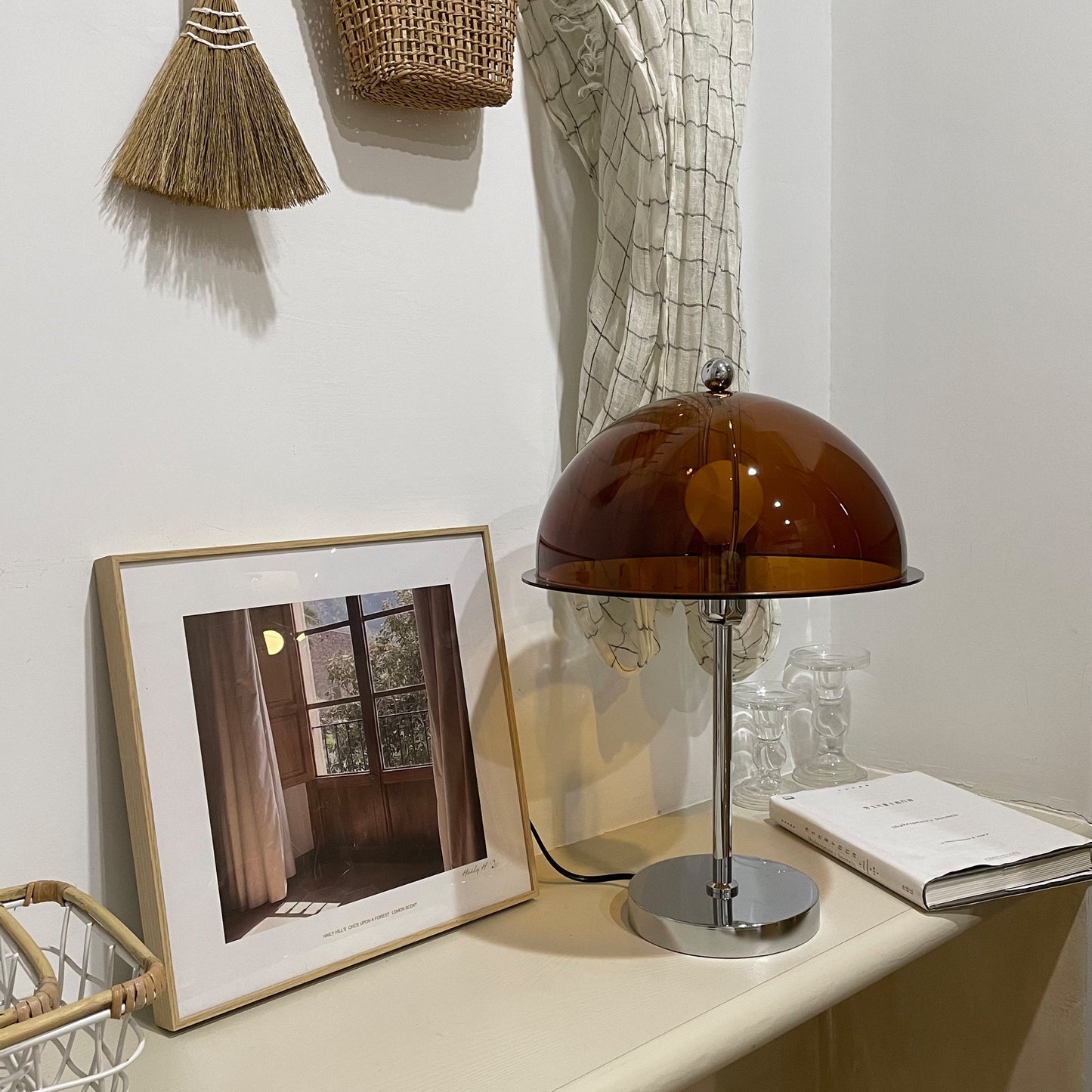 Sleek Metal Desk Lamp with Clear Glass Shade