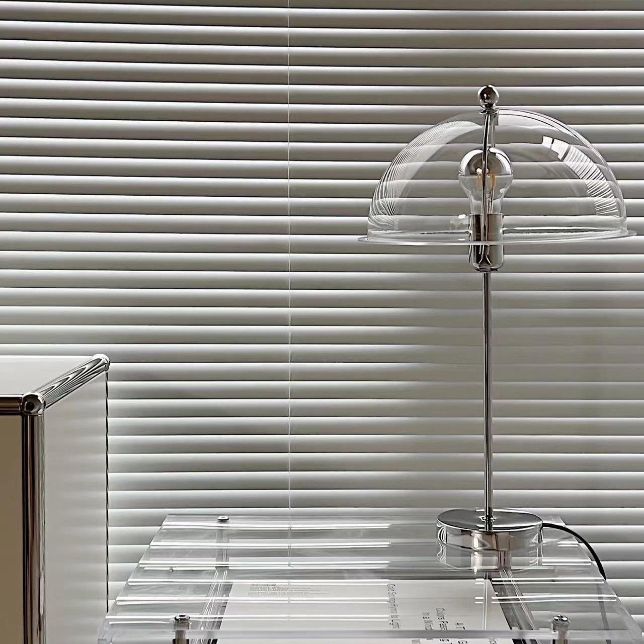 Sleek Metal Desk Lamp with Clear Glass Shade