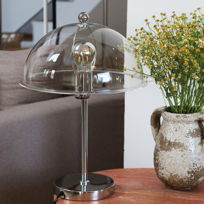 Sleek Metal Desk Lamp with Clear Glass Shade